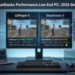 ldplayer vs bluestacks performance low end pc visualization comparing RAM allocation and CPU usage graphs
